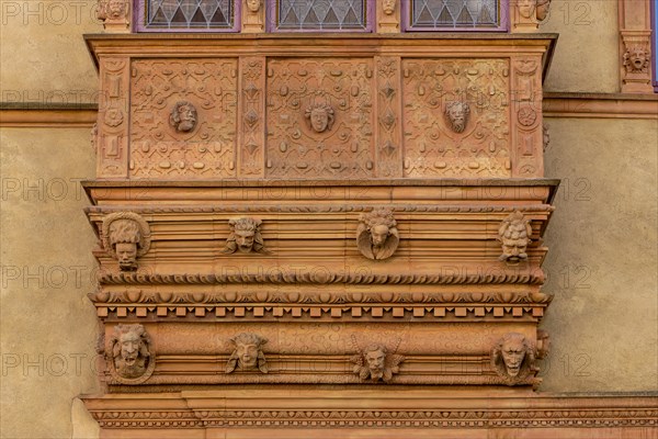 Detail of the historic building La Maison des Tetes