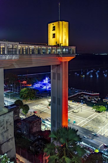 Night view from Pelourinho to Baia de Todos os Santos and the Unlimited Lacerda Elevator in Salvador