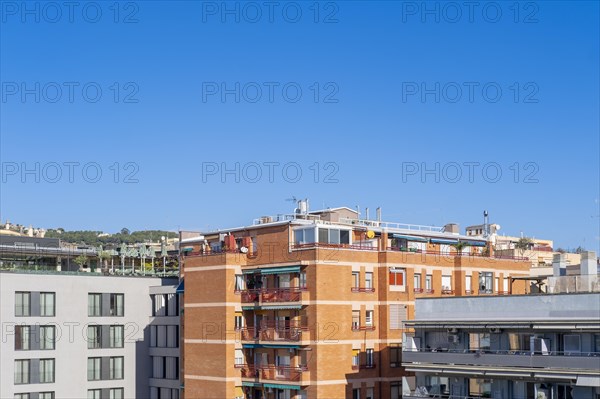 Buildings in the Eixample area in the city of Barcelona in Catalonia in Spain