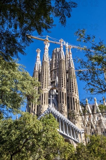 View of the facade of La Pasion de la Sagrada Familia