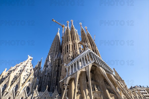 View of the facade of La Pasion de la Sagrada Familia
