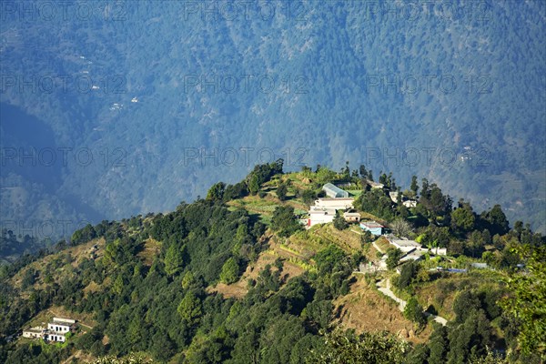 Aerial view of the Saklana range hill station in Mussoorie