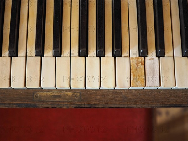 Detail of piano keyboard keys