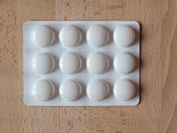 Medical pills on a table