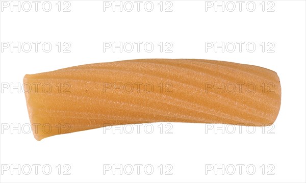 Tortiglioni Italian pasta isolated over white