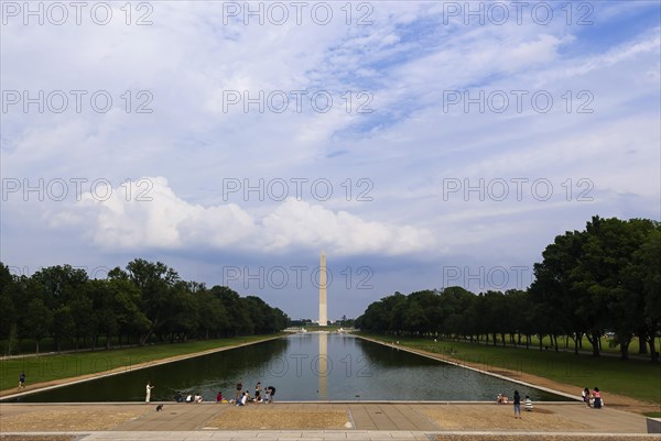 Washington Mall with obelisk and pond in Washington D.C.