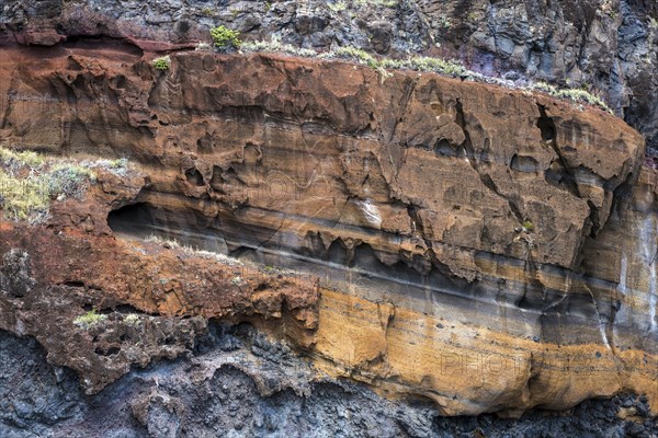 Weathered lava rocks on the cliffs near Paul do Mar