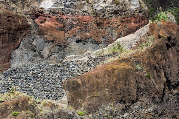 Weathered lava rocks on the cliffs near Paul do Mar