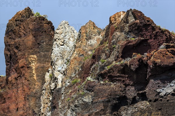 Weathered lava rocks on the cliffs near Paul do Mar