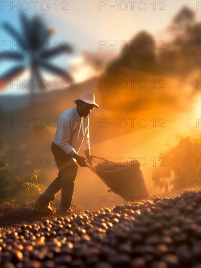 African man harvesting on a coffee plantation