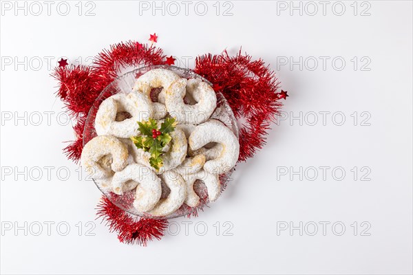 Glass plate with vanilla crescents