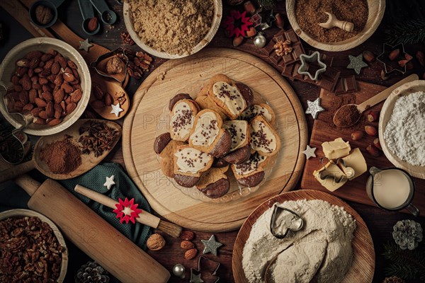 Plate with heart-shaped nut biscuits