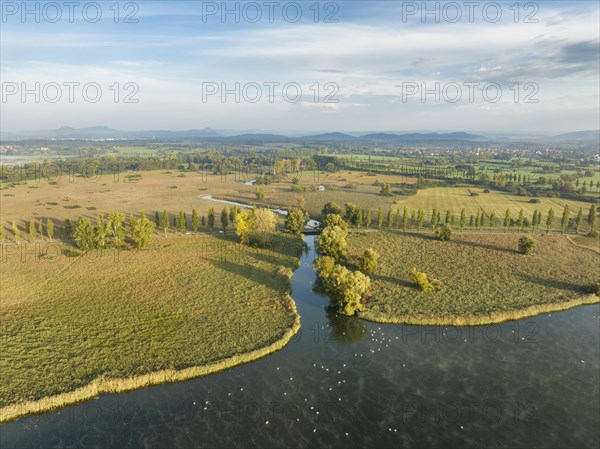 Aerial view of the Radolfzeller Aach which flows into the western part of Lake Constance