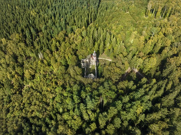 Aerial view of the church ruins