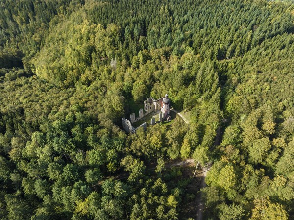 Aerial view of the church ruins