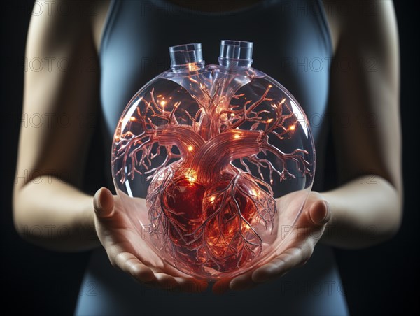 Transparent human looking at the heart