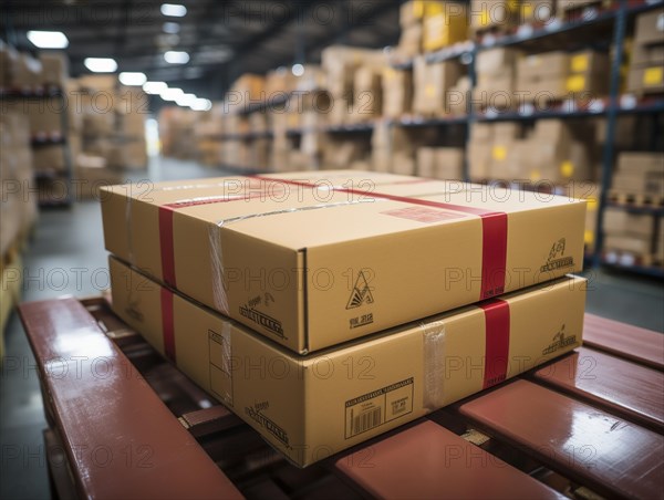 Postal packages in a warehouse