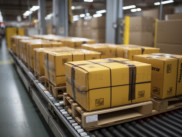 Postal packages in a warehouse