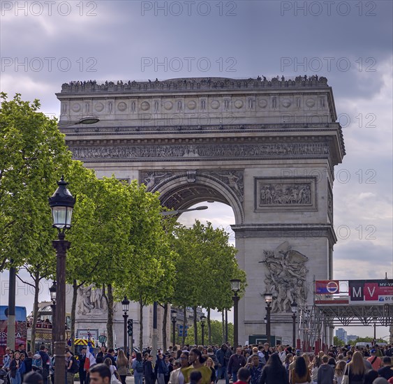 View of the Arc de Triomphe as seen from the Champs Elysees