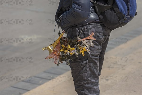 Street vendor with Eiffel Tower souvenirs