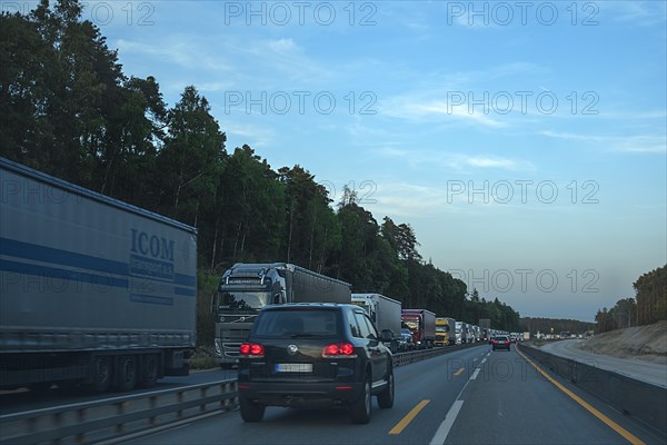 Lorry traffic jam on the A 6