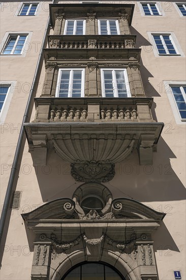 Historic two-storey bay window of a residential building