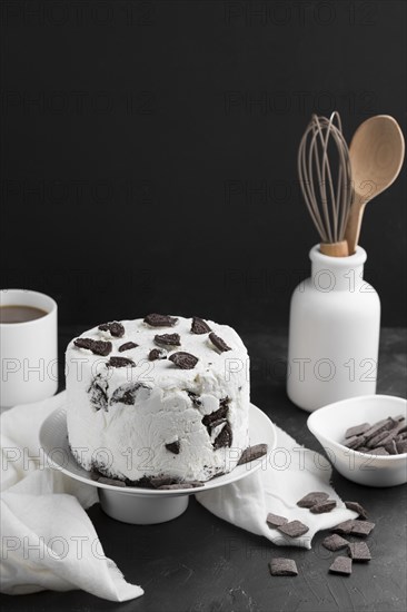High angle cake with cream oreo