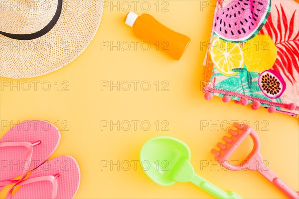 Layout beach accessories children toys summer tropical holiday