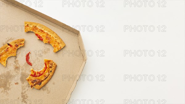 Leftover food waste pizza box