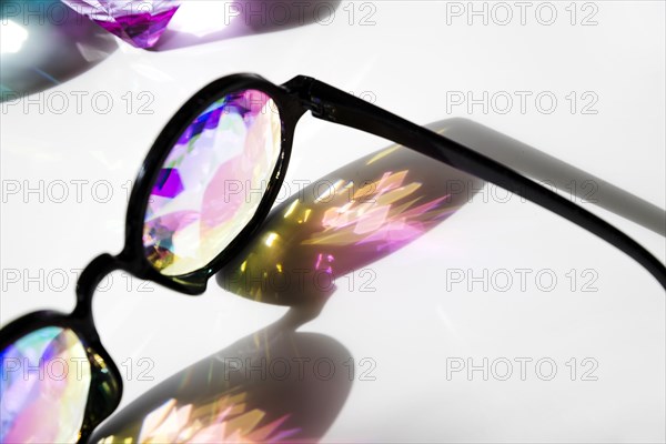 Modern style round eyeglasses with shadow white background