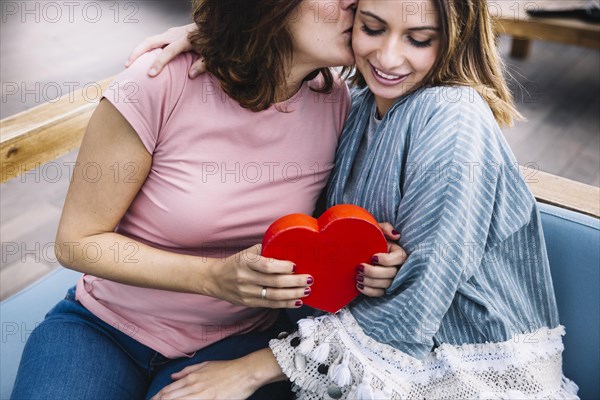 Mother thanking woman valentine s day gift