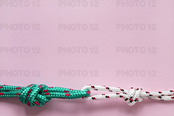 Nautical green white rope knots copy space