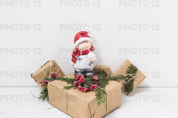 Ornament doll present boxes