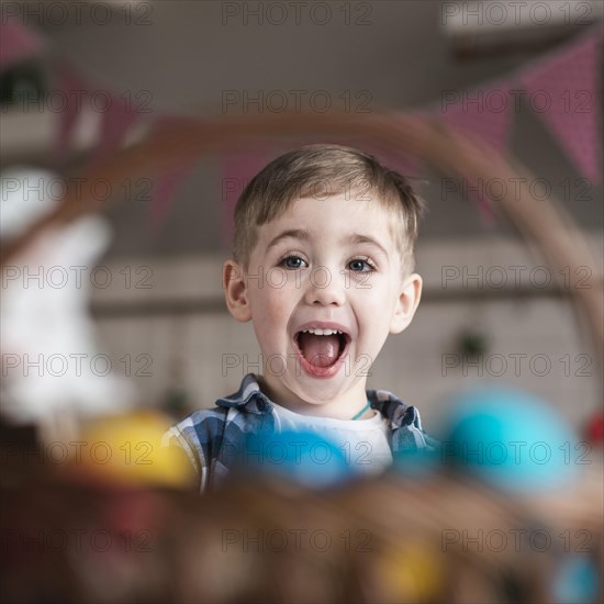 Portrait adorable little boy laughing