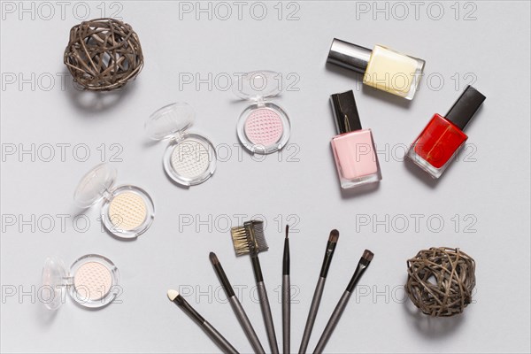 Set applicators near decorative cosmetics