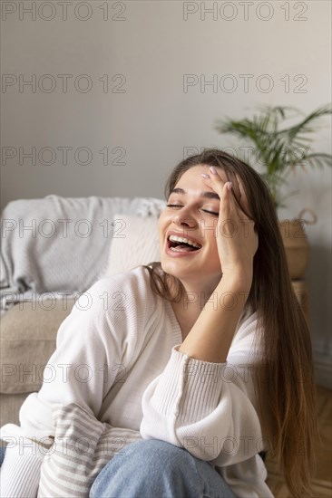 Smiley woman home portrait