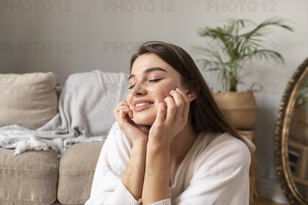 Smiley woman home portrait 7