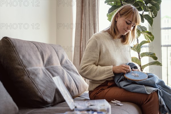 Tailor woman working from home