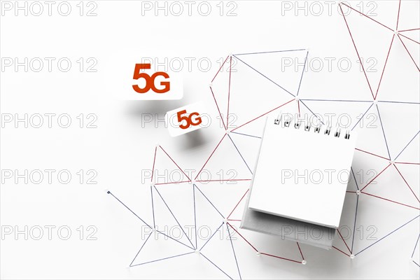 Top view 5g sim cards with smartphone internet communication network