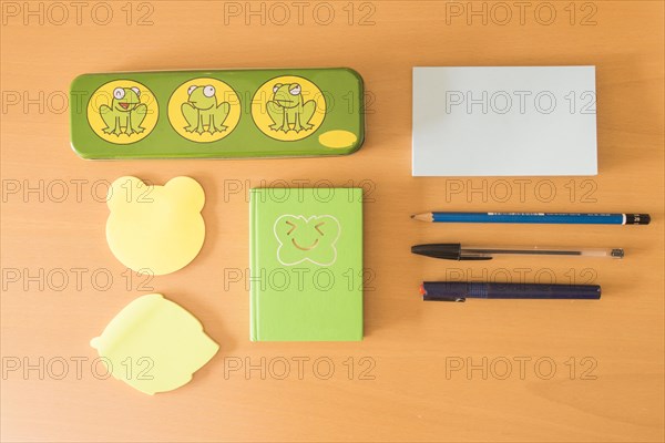 Top view composed school supplies