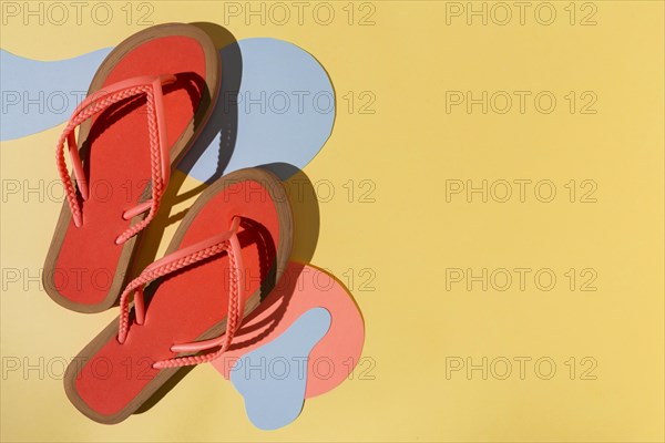 Top view flip flops copy space