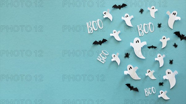 Top view halloween elements with copy space