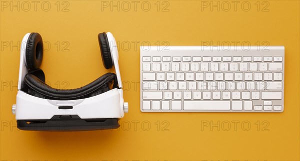 Top view virtual reality headset keyboard