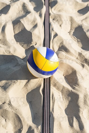 Top view volleyball beach sand