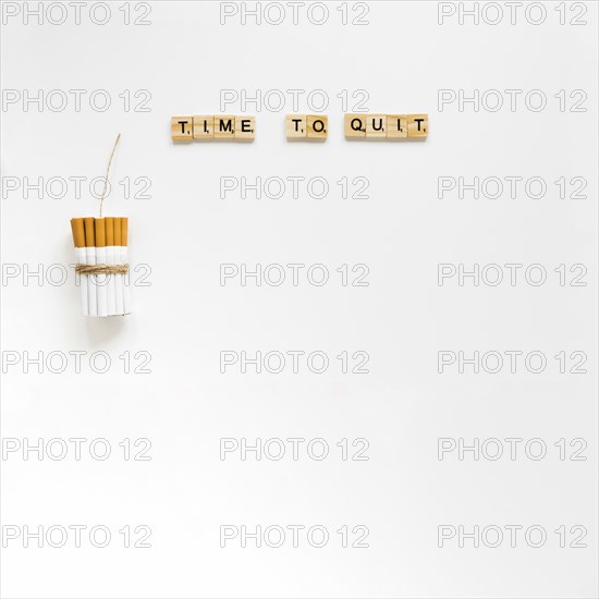 Top view words with cigarette pack