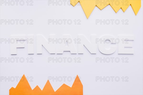 Yellow orange graph with finance text white background