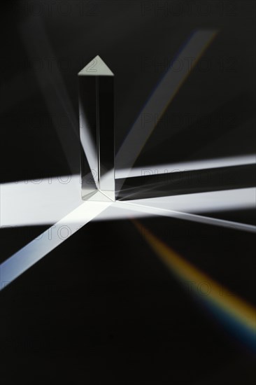 Abstract front view black white prism rainbow light