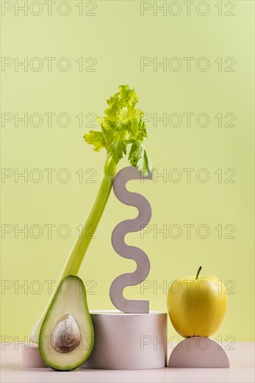 Arrangement delicious fresh fruits veggies 2