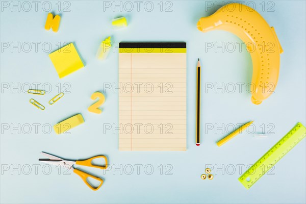 Banana themed office school supplies arrangement