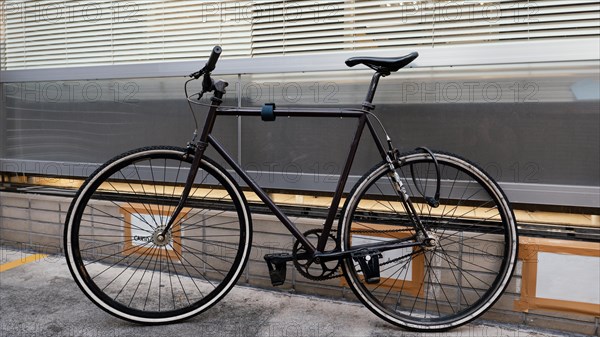 Black vintage bicycle outdoors
